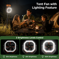 TrailFan - Portable Tent Camping Fan with LED Light and Remote Control