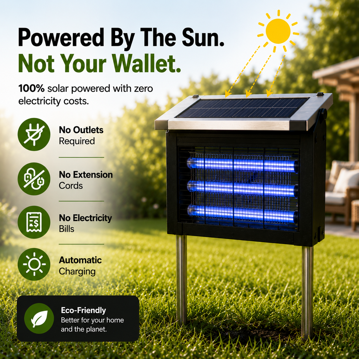 SolarShield™ Mosquito Zapper – 24/7 Outdoor Protection
