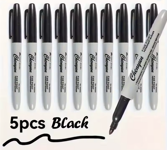 Fine Tip Black Permanent Marker 5PCS